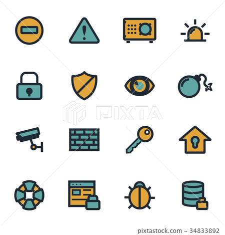 Vector flat security icons set-插圖素材 [34833892] - PIXTA圖庫