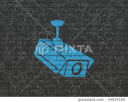 Privacy concept: Cctv Camera on wall background Privacy concept: Cctv Camera on wall background 34834189