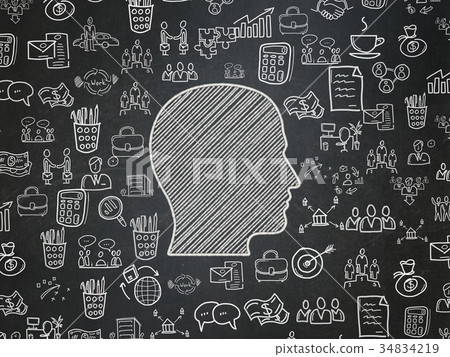 Business concept: Head on School board background Business concept: Head on School board background 34834219