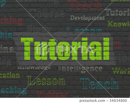 Typical Tutorial Background Learning concept: Tutorial on wall background - Stock Illustration ...