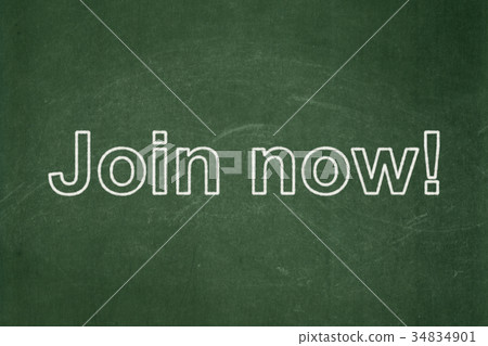 Social network concept: Join now! on chalkboard 34834901