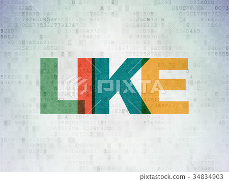 Social network concept: Like on Digital Data Paper 34834903