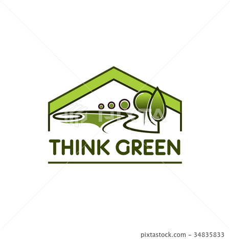 Green environment eco house tree park vector icon 34835833