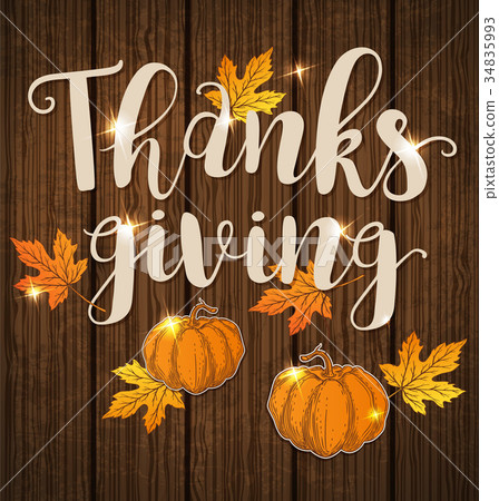 Orange pumpkins and maple leaves 34835993