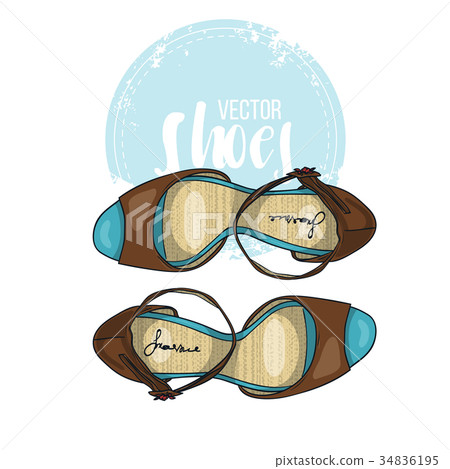 Fashion vector sketch womens shoes. 34836195