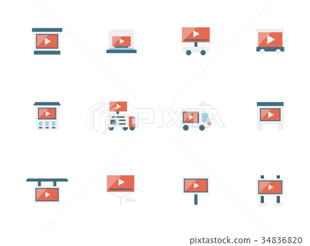 Video marketing strategy flat vector icons set - Stock Illustration ...