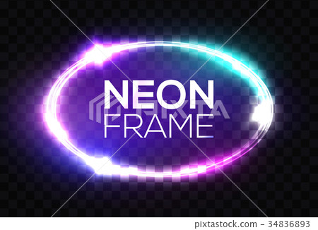 Neon sign. Oval frame with glowing, light, flares 34836893