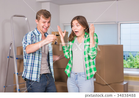 home, people, moving and real estate concept - home, people, moving and real estate concept - 34838488