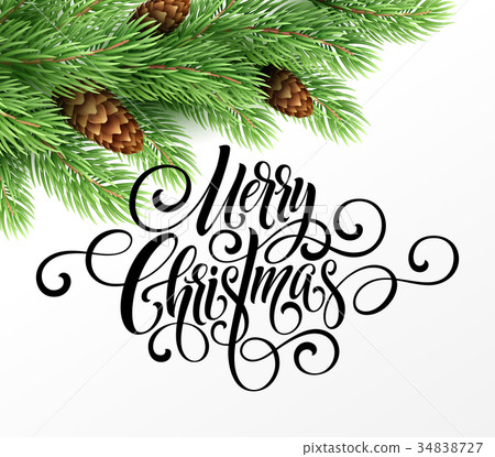 Greeting card with christmas tree and calligraphic Greeting card with christmas tree and calligraphic 34838727