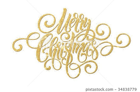 Merry Christmas Golden handwriting script 34838779