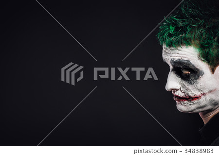 crazy joker face. Halloween crazy joker face. Halloween 34838983