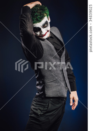 crazy joker face. Halloween 34839025