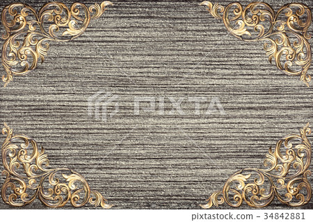Pattern of wood carve flower on wood background 34842881