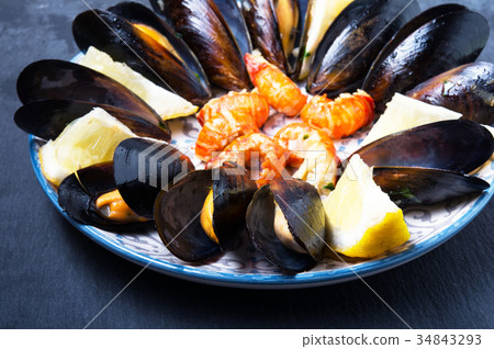 mussels with lemon mussels with lemon 34843293