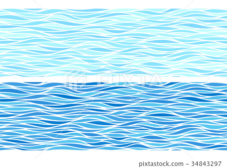 Set of two seamless patterns with blue waves Set of two seamless patterns with blue waves 34843297