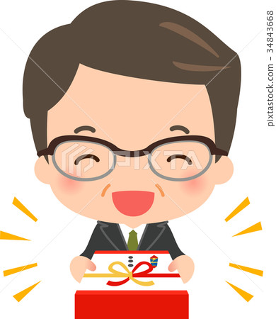 提出與Yuto的一個箱子的衣服的中年人 34843668