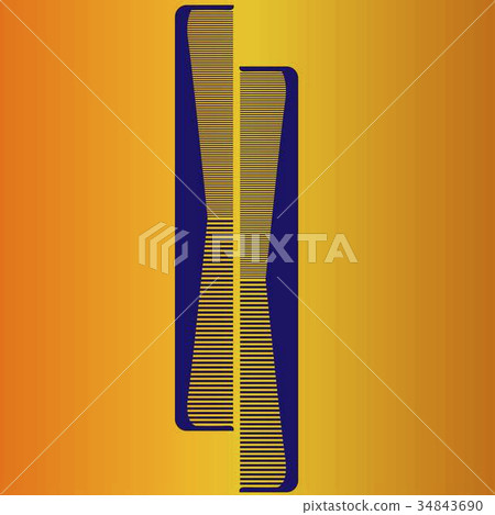 Two blue comb on a yellow background 34843690