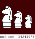 Chess figure horse on brown background 34843973