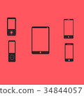 Mobile phones and tablets on a red background 34844057