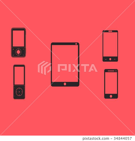 Mobile phones and tablets on a red background 34844057