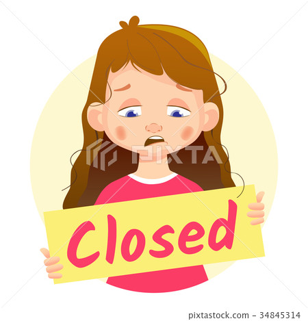 Girl holding Closed poster-Sad 34845314