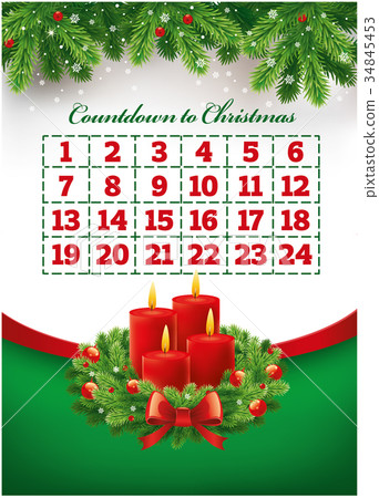 Christmas advent calendar with burning candles Christmas advent calendar with burning candles 34845453