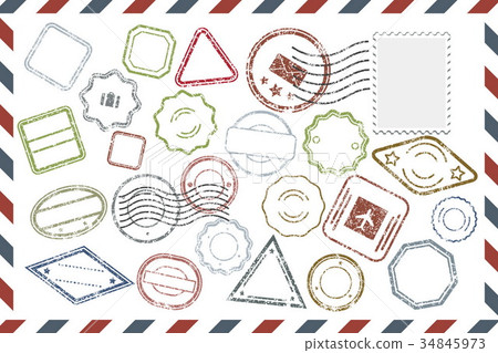 Postal Stamps set on envelope 34845973