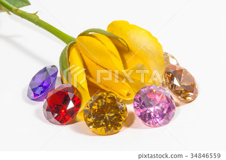 yellow rose flower with colorful diamonds 34846559