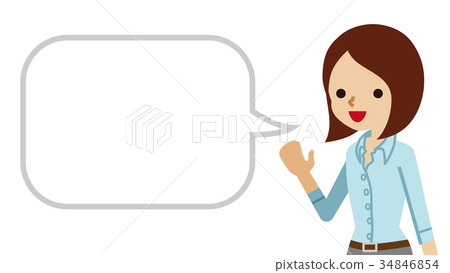 Business woman explaining with a balloon Business woman explaining with a balloon 34846854