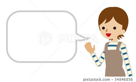 Young mother explaining with a balloon Young mother explaining with a balloon 34846856
