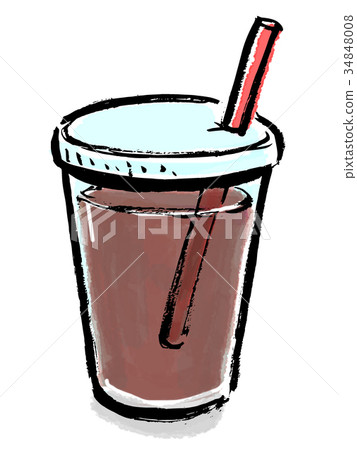 Brush drawing ice coffee 34848008