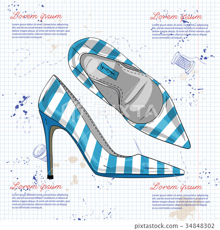 Fashion vector sketch womens shoes. 34848302
