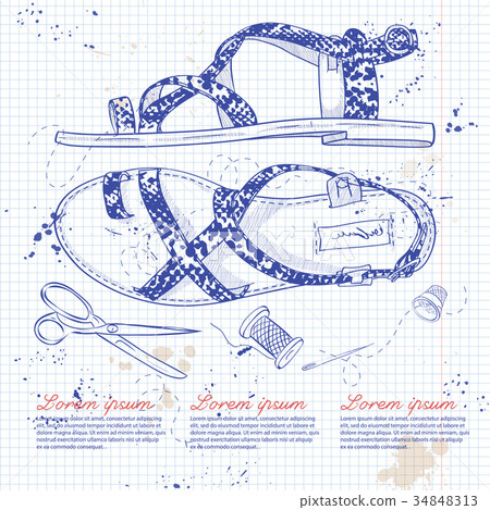 Fashion vector sketch womens shoes. 34848313