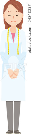 Illustration of a female nutritionist bowing-full body 34848357