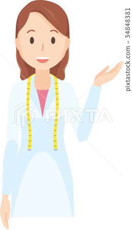 例證 - 上身女性營養師舉一隻手 34848381