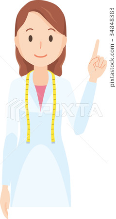 Illustration-female upper body nutritionist pointing a finger Illustration-female upper body nutritionist pointing a finger 34848383