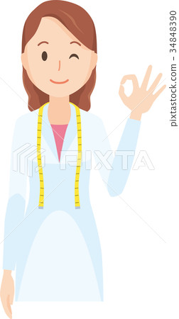 做好標誌的例證上身女性女性營養師 34848390