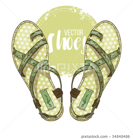 Fashion vector sketch womens shoes. Fashion vector sketch womens shoes. 34848486