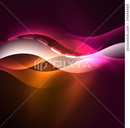 Vector glowing wave, smoke design wavy lines 34848489