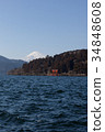 Mt. Fuji and Hakone Shrine underwater torii seen from Lake Ashinoko 34848608
