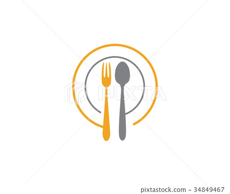 Fork, plate, spoon icon vector 34849467