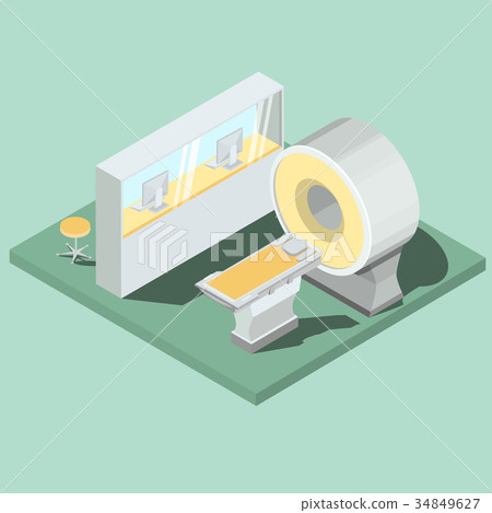 Medical MRI scanner isometric projector vector Medical MRI scanner isometric projector vector 34849627