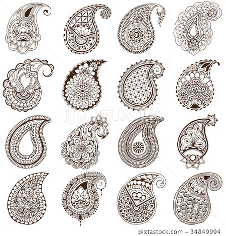 set of paisley on white background set of paisley on white background 34849994