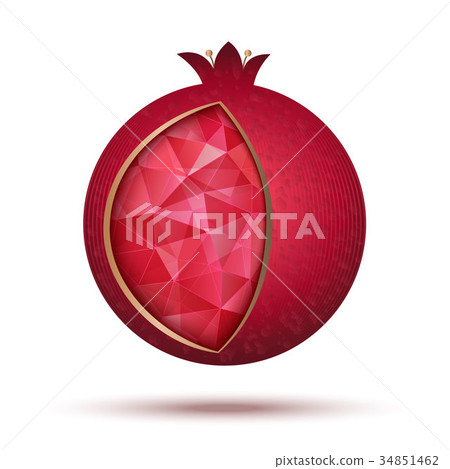 Ripe red pomegranate, vector illustration. Ripe red pomegranate, vector illustration. 34851462