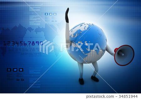 Globe with loudspeaker and currency sign 34851944