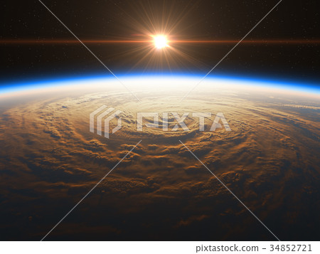Beautiful And Realistic Sunrise Over The Earth 34852721
