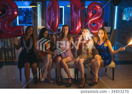 New 2018 Year. Happy girls company 34853270