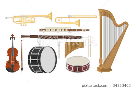 An illustration of musical instruments set 34853403