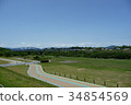Kisogawa riverbed and blue sky 34854569