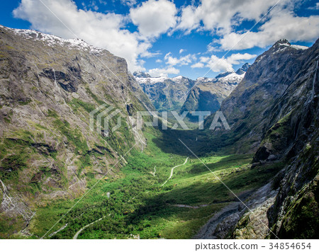 Aerial Landscape of Fjord Mountain in New Zealand. Aerial Landscape of Fjord Mountain in New Zealand. 34854654